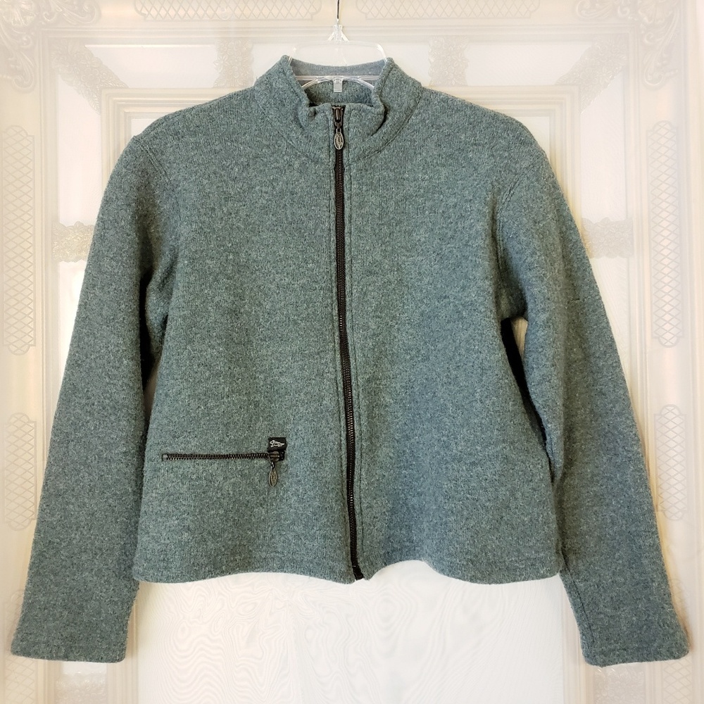 Horny Toad Zip Front Cropped Wool Sweater Jacket